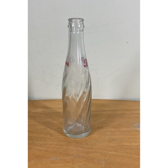 Vintage 8 oz Clear Swirl Glass Pepsi/Pepsi-Cola Crown Top Bottle 8 3/4 in Tall - Picture 6 of 14